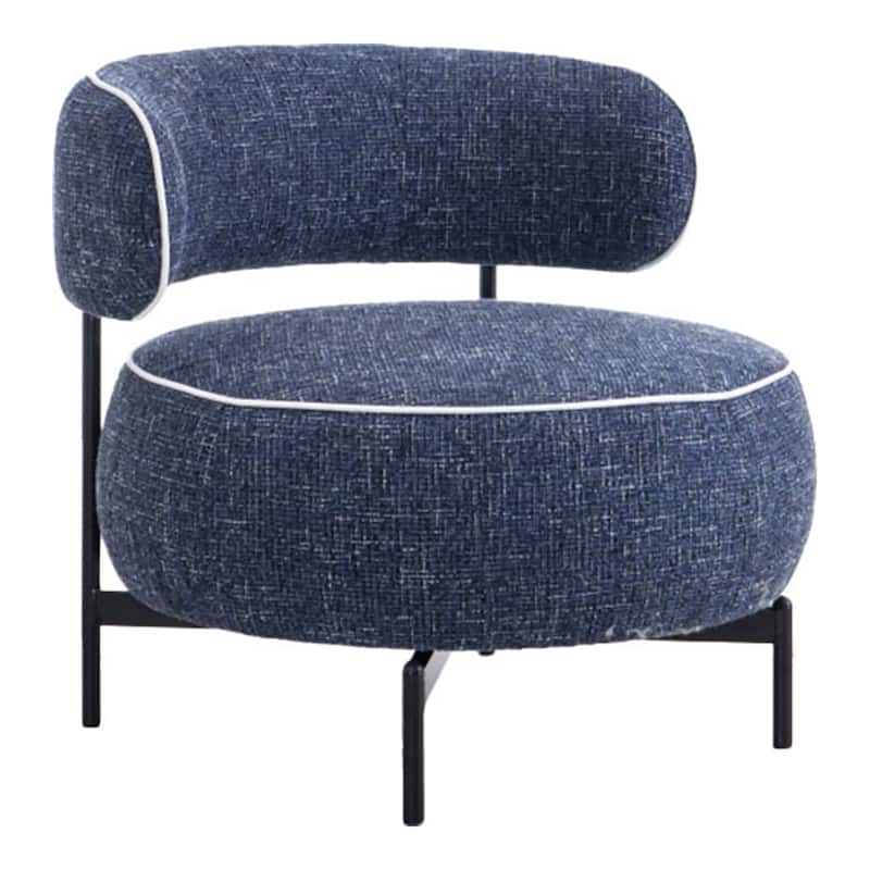 24/7 Shop At Home Modern Corduroy Upholstered Curved Back Swivel Chair - Dark Blue