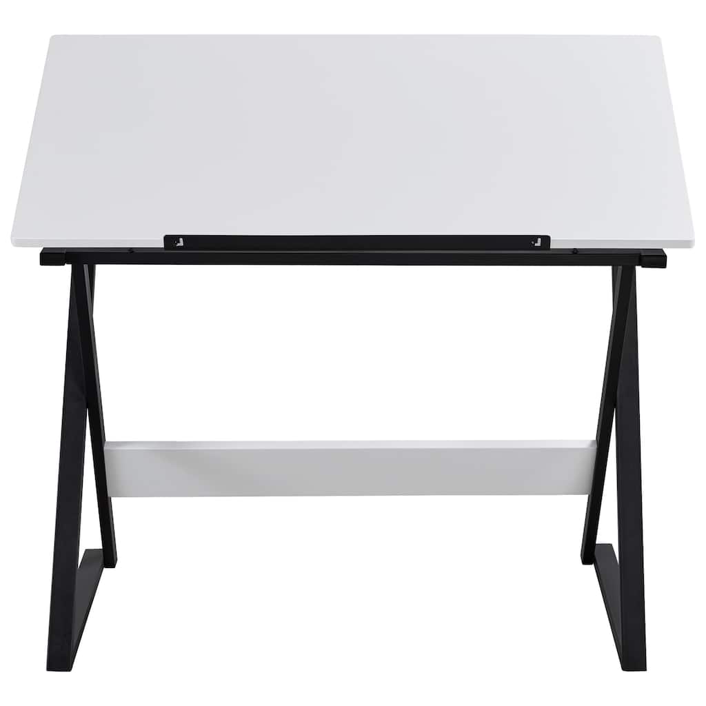 Yaheetech Minimalist Drafting Table with Adjustable Tabletop & Pencil Ledge, White