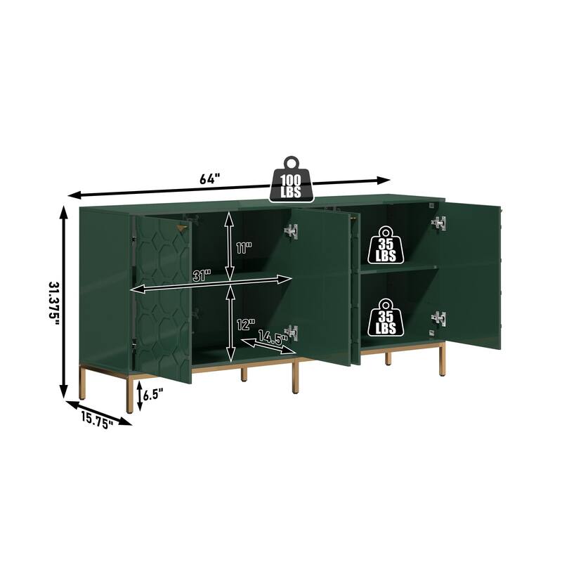 4 Door White Locker Accent Cabinet