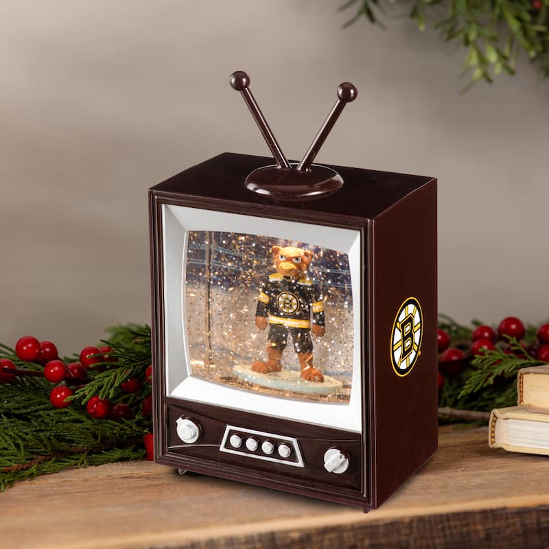 Boston Bruins 8 in. Vintage TV Light Up Water Lantern Snow Globe with Mascot