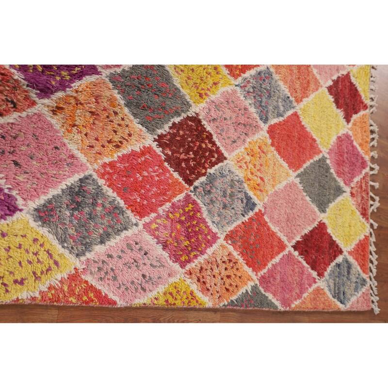 Colorful Trellis Moroccan Pakistan Area Rug Handmade Wool Carpet - 5'0" x 8'8"