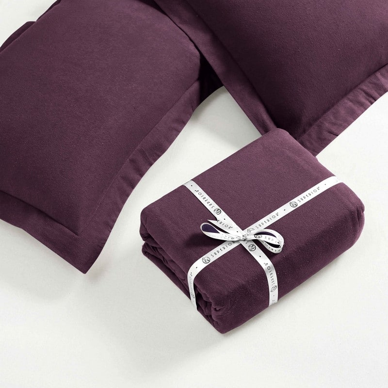Superior Classic Solid Flannel Cotton Duvet Cover Set