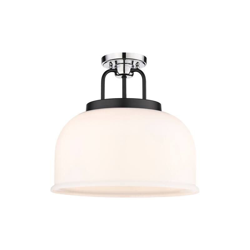 Innovations Lighting Kahana - 3 Light 15" Semi-Flush Mount - Matte White/Black Polished Chrome