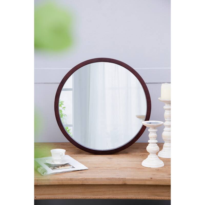 20" x 20" Circle Wall Mirror with Wooden Frame,Wall Mirror for Living Room Dining Room