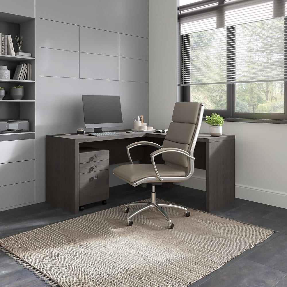 Echo L Shaped Desk with Mobile File Cabinet by Bush Business Furniture