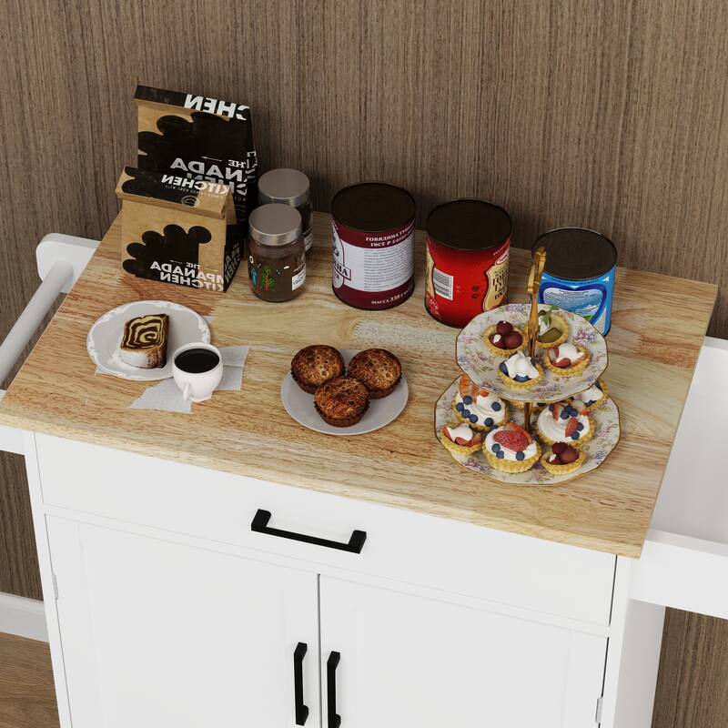 Kitchen Island Rolling Trolley Cart With 1 Drawer & 2 Doors With Storage Racks & Adjustable Shelves(no include stool)