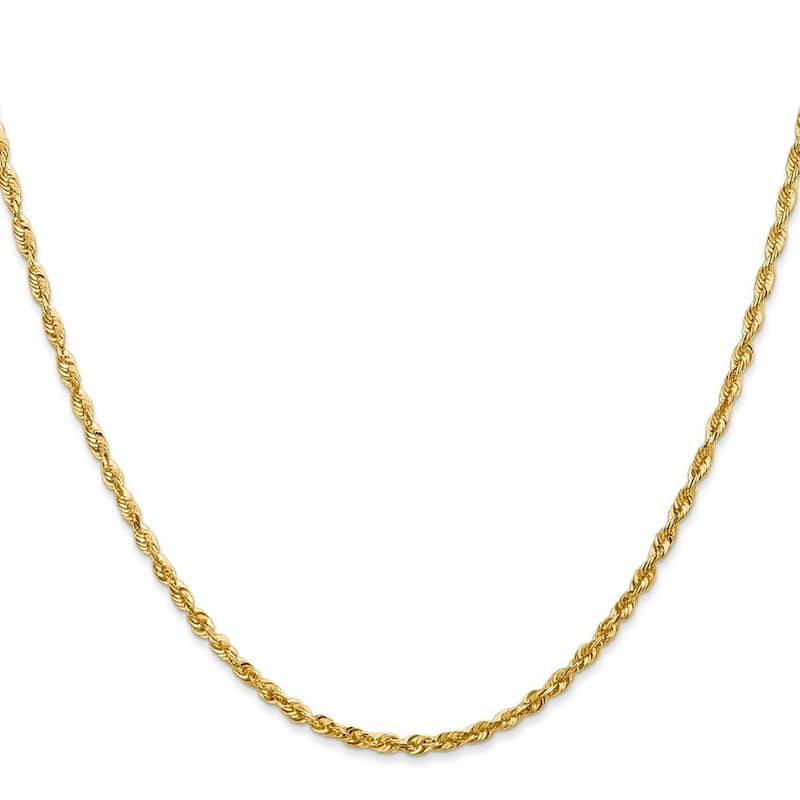 Curata 10k Yellow Gold 2.25mm Sparkle Cut Lightweight Rope Chain Bracelet Options: 7" 8"