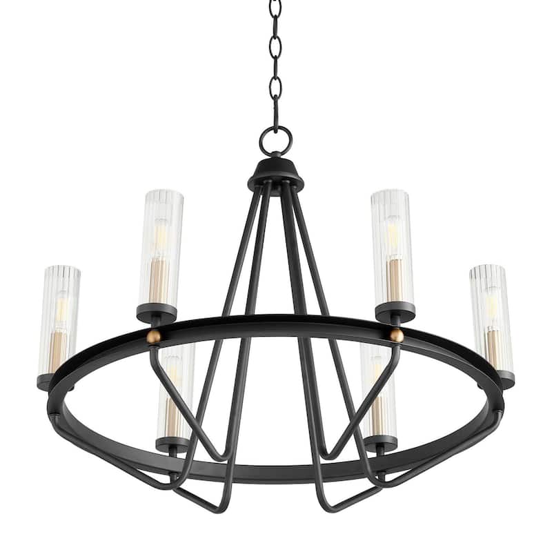 Quorum International 629-6-80 Empire 6 Light 26" Wide Ring Chandelier - Textured Black / Aged Brass