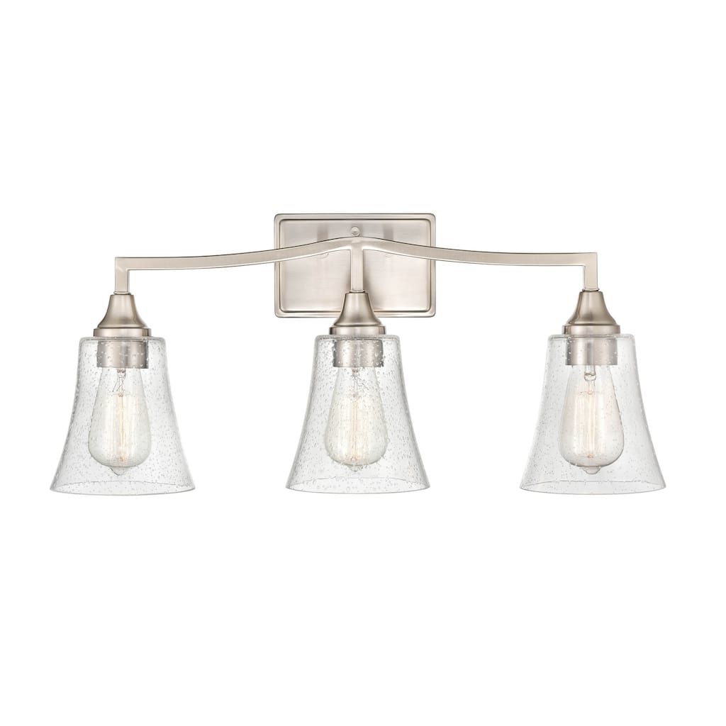 Millennium Lighting Caily 3 Light Bathroom Vanity Fixture in Brushed Nickel or Matte Black with Seeded Glass Shade