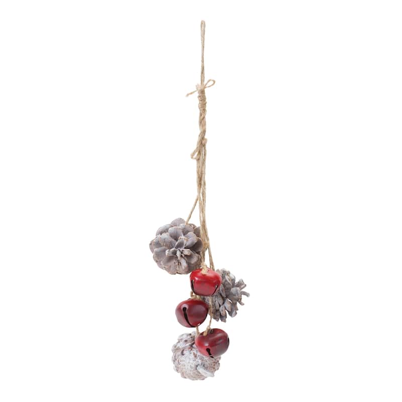Set of 6 Bell and Pine Cone Christmas Ornaments 14"