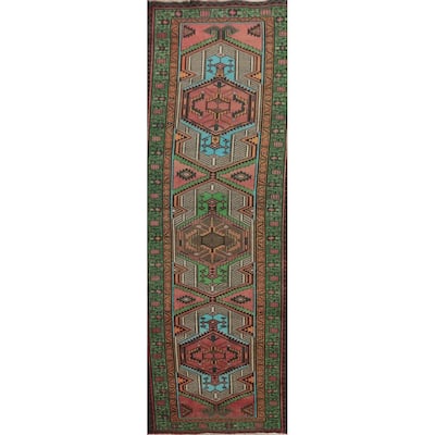 Hand Knotted Oriental 100% Wool Carpet Traditional Tribal Pink Ardebil Runner Rug - 11' 0'' X 3' 2''