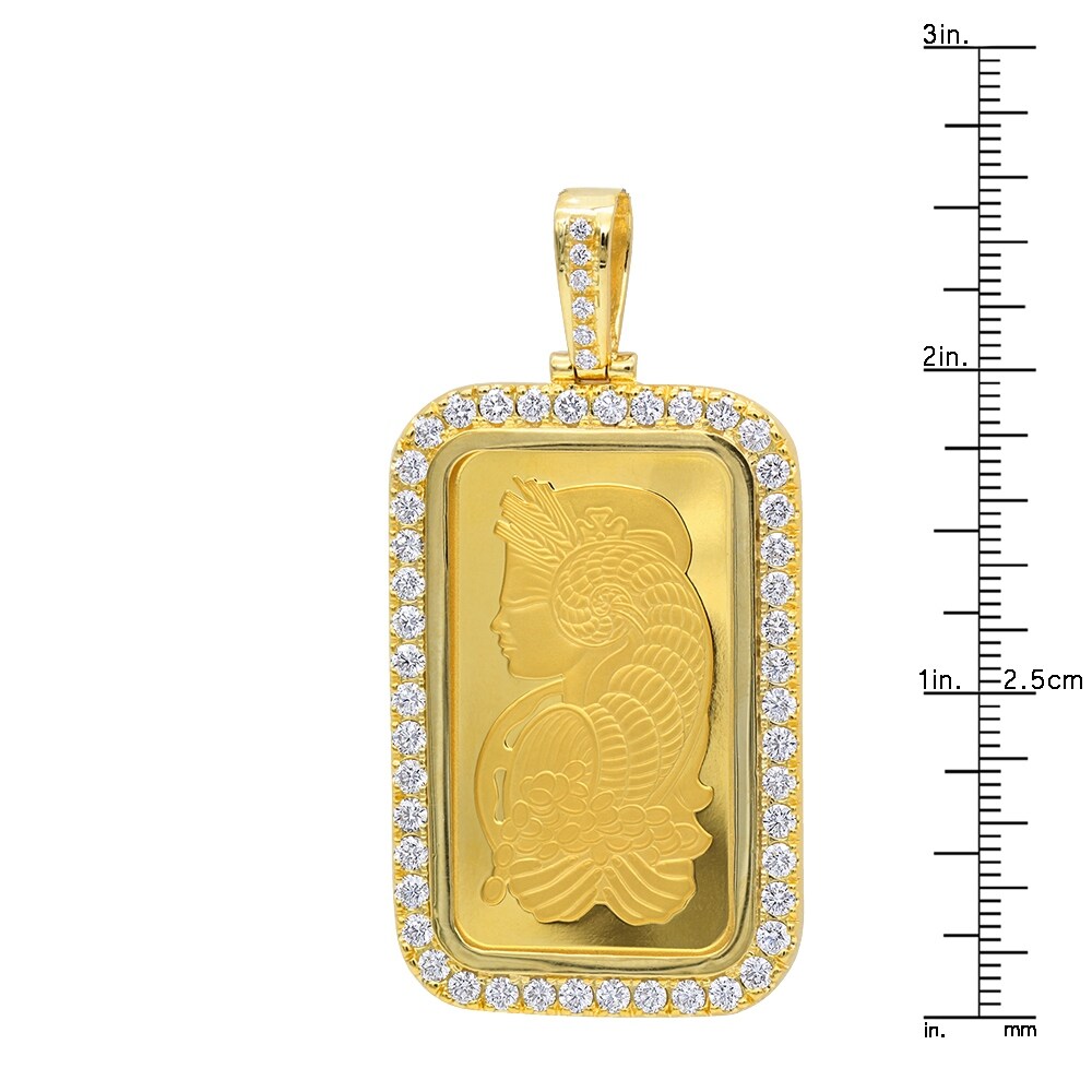Shop Mens Real 99 9 Gold 1 Ounce Pamp Suisse Bar Lady Fortuna Diamond Pendant 3 75ctw In 24k Gold By Luxurman Overstock 31462870