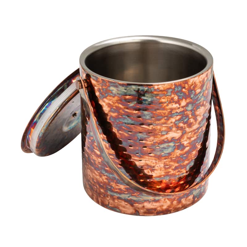 Hammered Oxidized Stainless Steel Ice Bucket