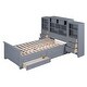 preview thumbnail 7 of 12, Twin Wood Storage Platform Bed w/ Vertical All-in-One Cabinet, Gray