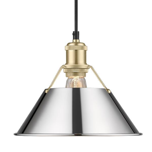 slide 2 of 2, Yep by Golden Lighting Orwell 1-light 10in Pendant in Brushed Champagne Brass and Chrome shade - Gold