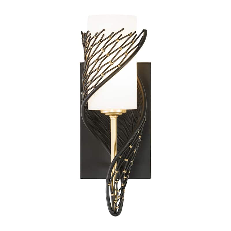 Varaluz Flow 1-Light Wall Sconce - Matte Black/French Gold