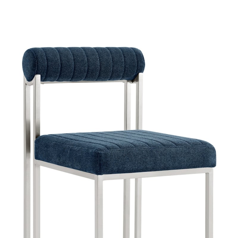 Polyester Upholstered Dining Side Chairs with Silver Metal Legs Set of 2 - 22” x 17.5” x 31” (D x W x H)