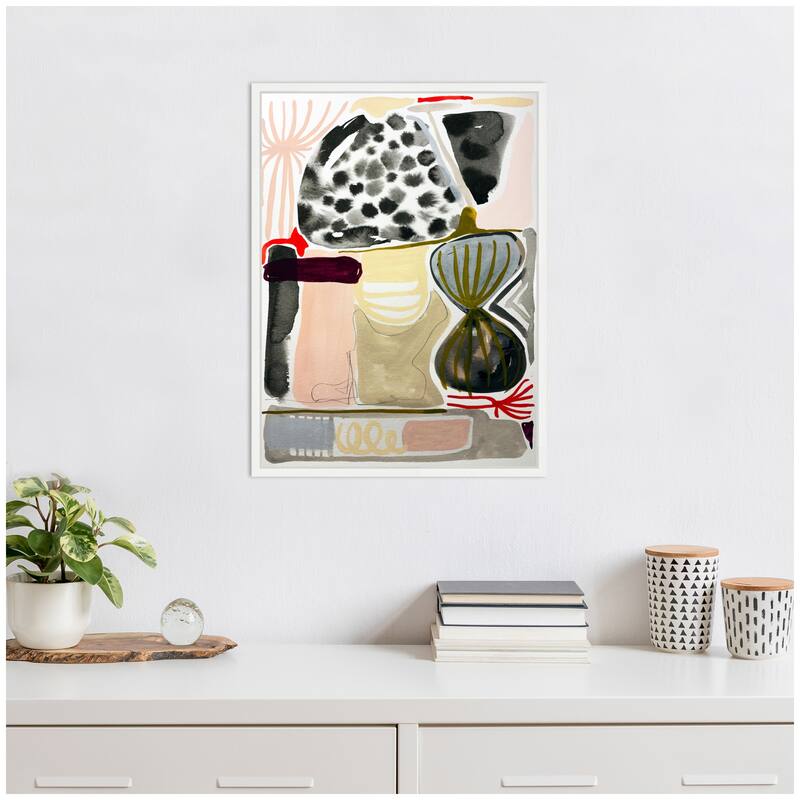 Kate and Laurel Sylvie Abstract 01 Framed Canvas by Emma Daisy