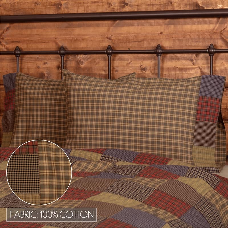 Cedar Ridge Standard Pillow Case with Block Border Set of 2