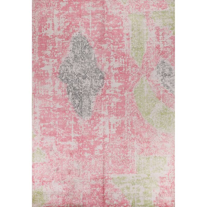 Contemporary Abstract Indian Area Rug Hand-Knotted Wool Carpet - 9'10"x 11'11"