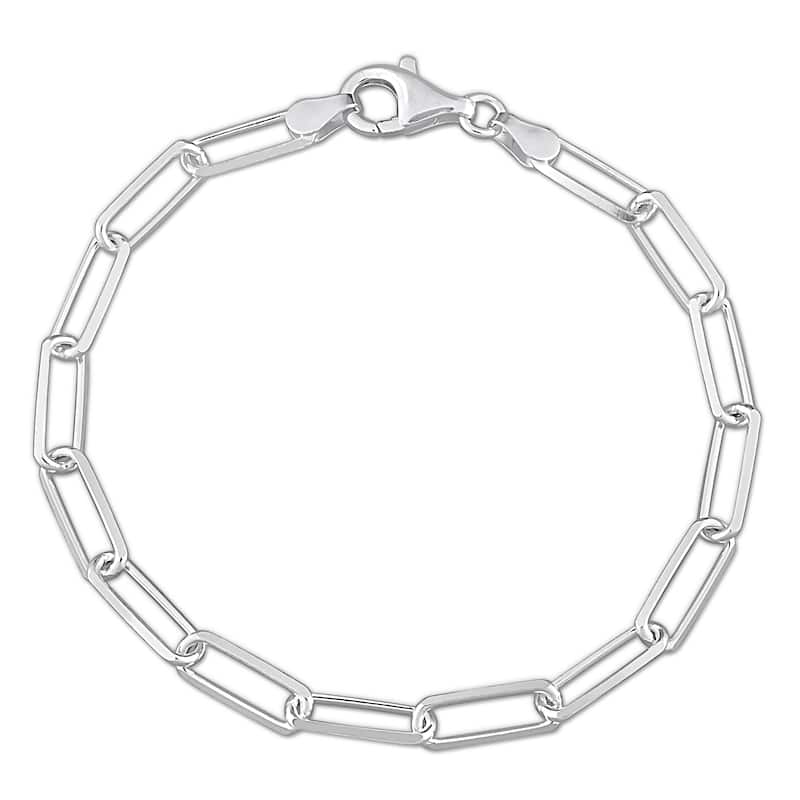Miadora 5mm Diamond Cut Paperclip Chain Bracelet Sterling Silver