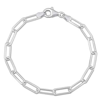 Miadora 5mm Diamond Cut Paperclip Chain Bracelet Sterling Silver