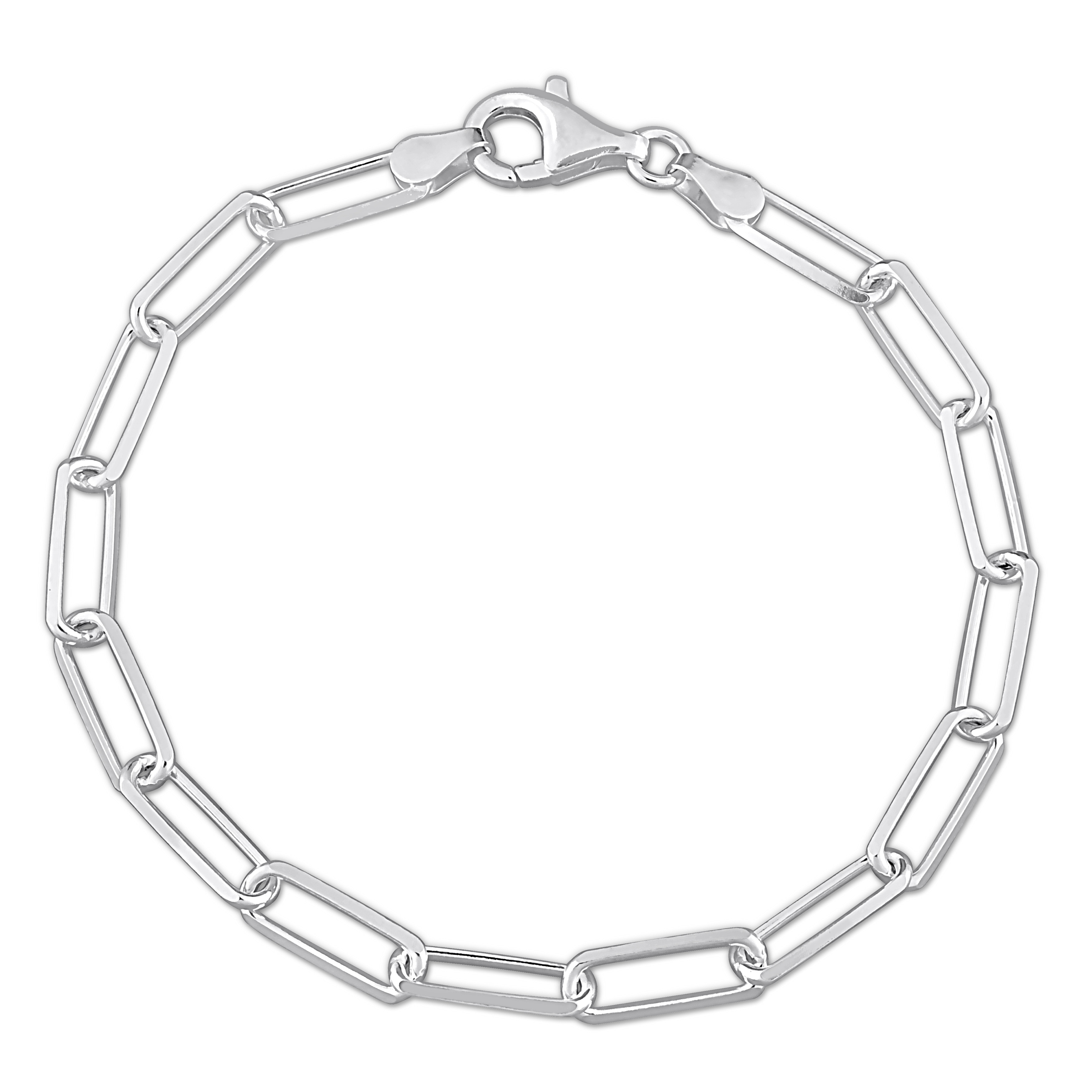 Miadora 5mm Diamond Cut Paperclip Chain Bracelet Sterling Silver