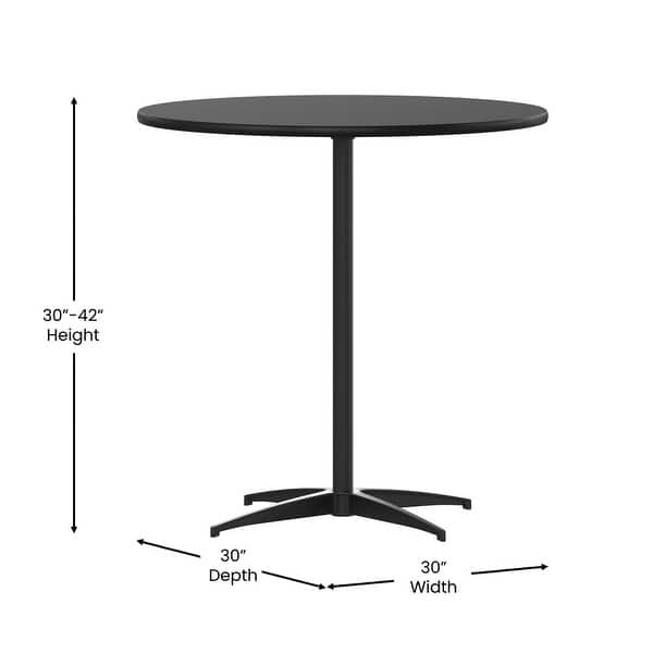 30" Round Wood Cocktail Table with 30" and 42" Columns - 30"D x 30"W x 30" - 42"H