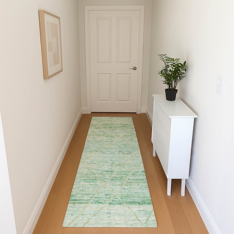 Premium Washable Super Soft Modern Global Mayfield Rug - Aloe - 2'3" x 7'6"