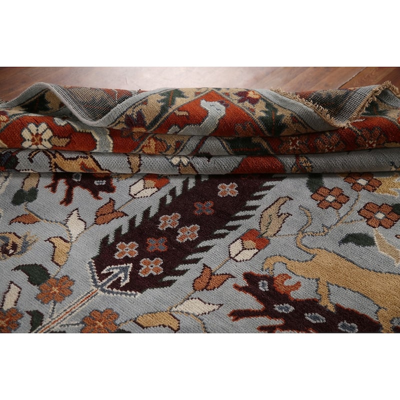 Hunting Design Tabriz Large Rug Hand-Knotted Wool Carpet - 10'1"x 13'9"