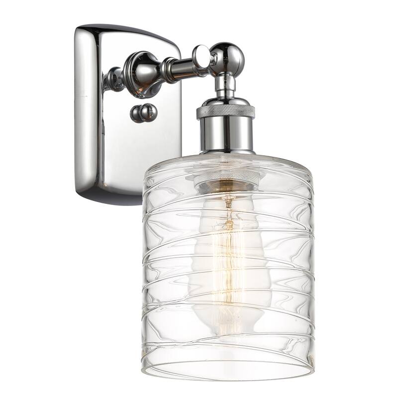Innovations Lighting 516-1W-9-5 Cobbleskill Sconce Cobbleskill 9" Tall - Polished Chrome / Deco Swirl