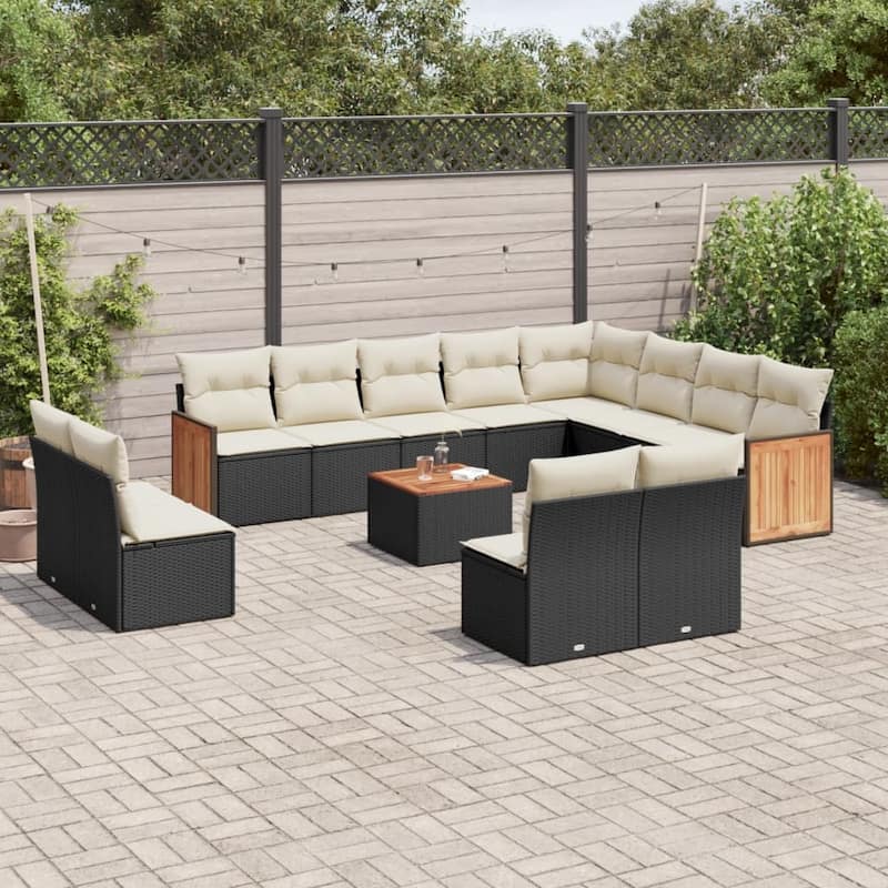 vidaXL Patio Sofa Set with Cushions Outdoor Conversation Furniture Poly Rattan
