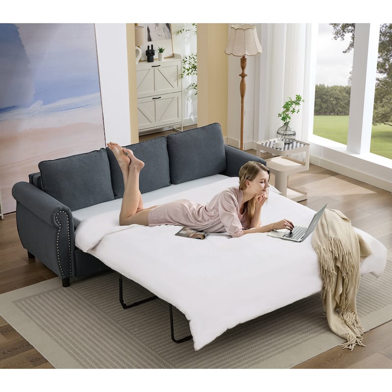 81.5" Convertible Sleeper Couch with Pull Out Bed,3 Seater Sofa Bed
