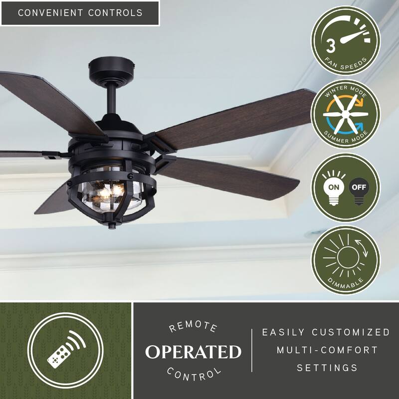 Barnes 54 in. Farmhouse Outdoor Ceiling Fan with Light Kit and Remote