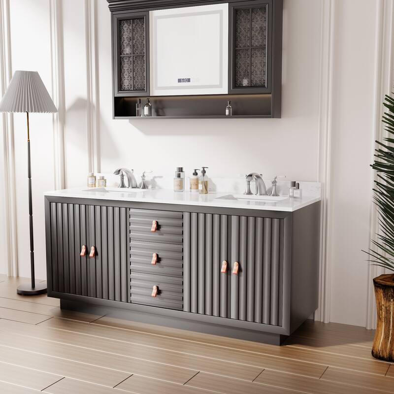 72-Inch Solid Wood Double Vanity with Sinks – Modern Style and Generous Storage