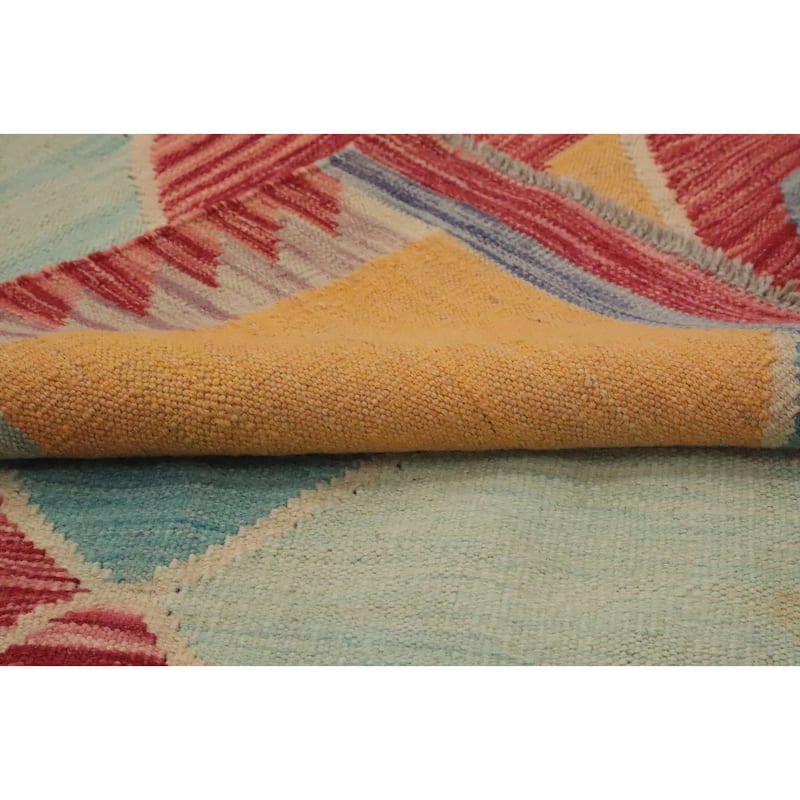 Hand Woven Oriental 100% Wool Carpet Southwestern Tribal Multi-Colored Kilim Area Rug - 6' 9'' X 5' 0''