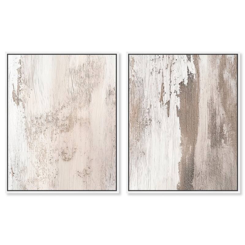 Striated Texture III Canvas Set of 2 by Art Remedy - 24" x 30" - White
