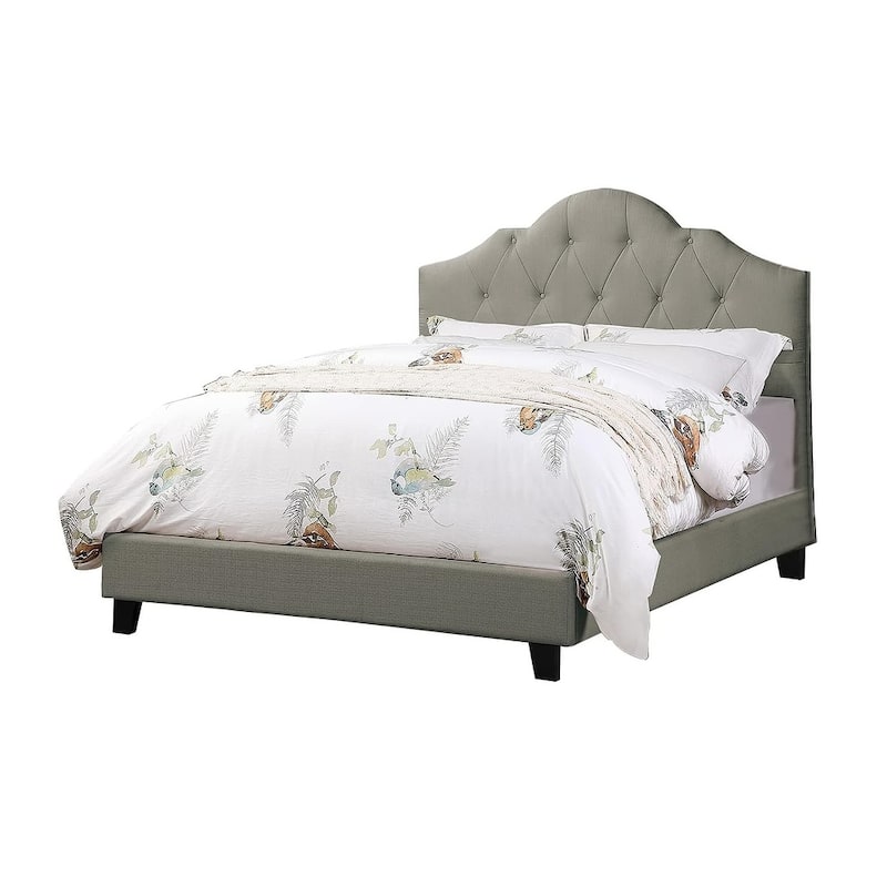 California King Size Wood Platform Bed with Adjustable Tufted Headboard and Arch Design