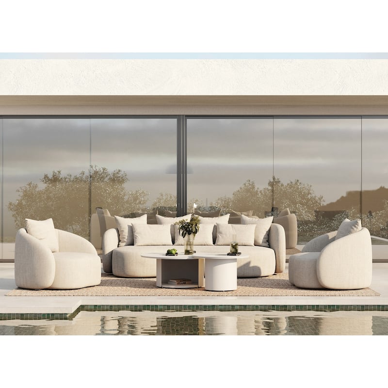 Renava Tabarca Outdoor Beige Fabric 4 Seat Sofa