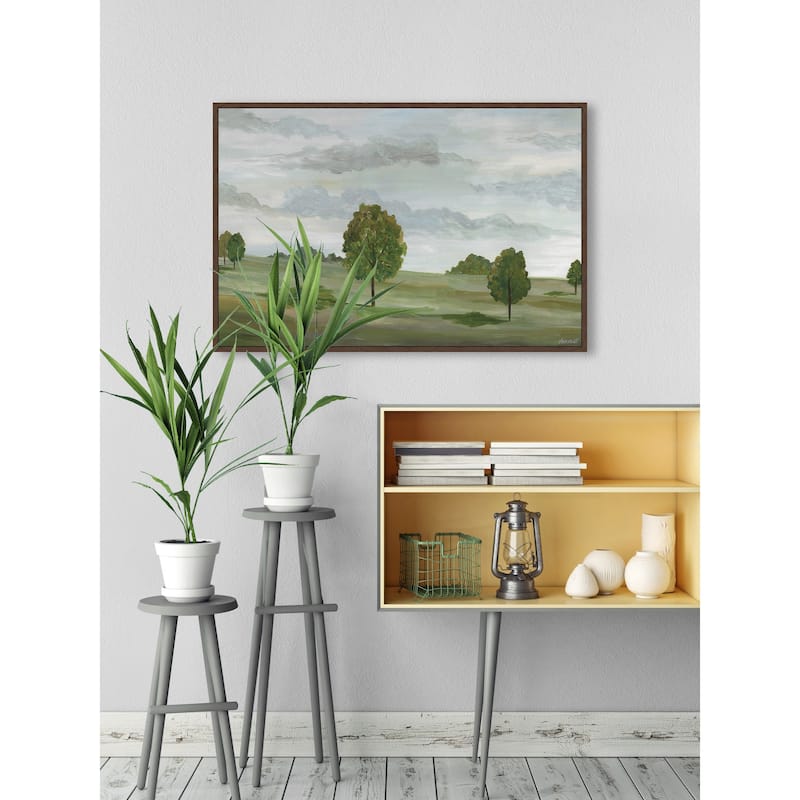 Meadow and Trees Floater Framed Print on Canvas