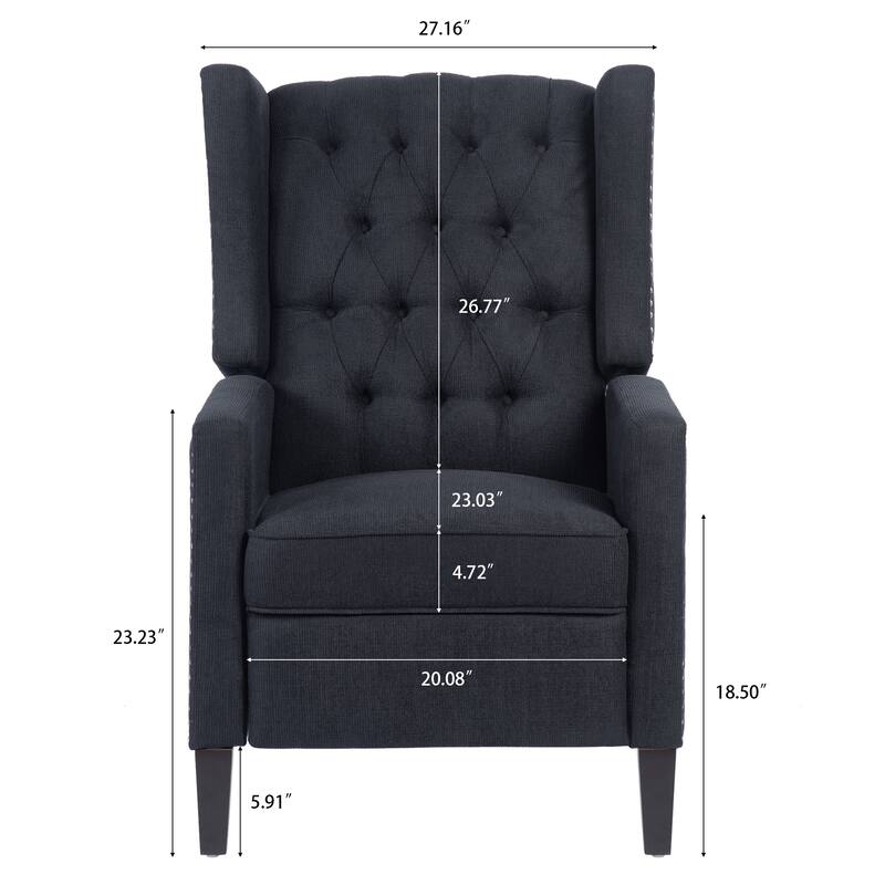 Fabric Wingback Recliner Chair with 3-Position Manual Recline, 220lb Capacity