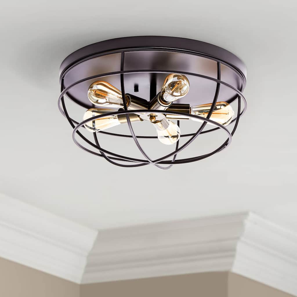 CO-Z 5-Light Industrial Oil Rubbed Bronze Caged Flush Mount Ceiling Light - Oil Rubbed Bronze