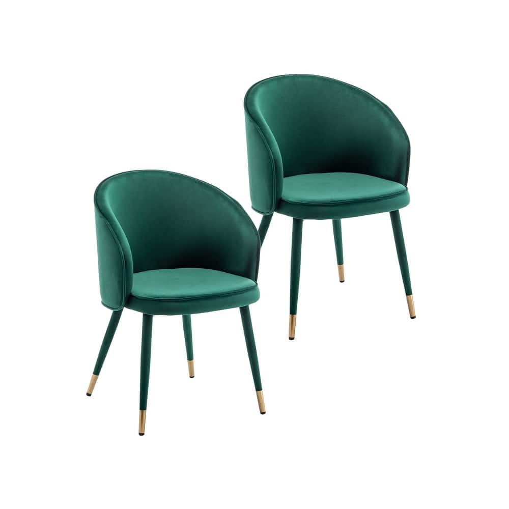 Porthos Home Pru Velvet Dining Chairs with Gold Trim, Set of 2