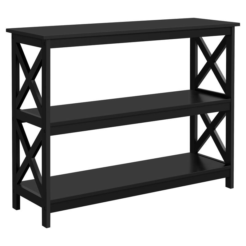 Yaheetech X-Design 3 Tiers Wooden Entryway Console Table - Black