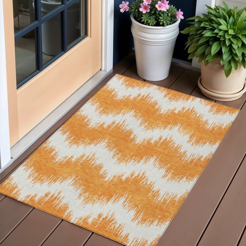 HomeRoots Chevron Transitional Rectangle Outdoor Rug - 3' x 5'