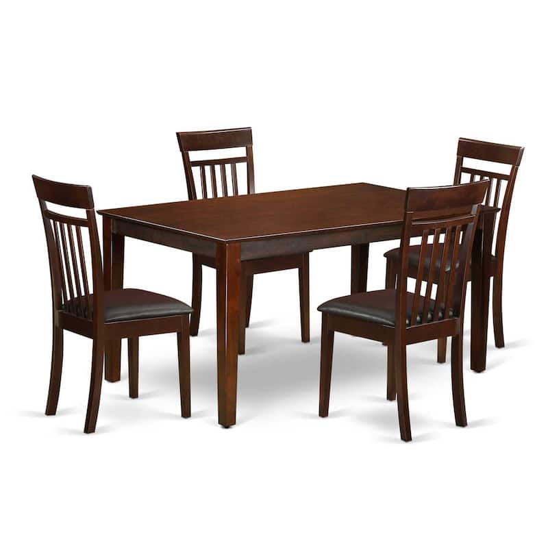 HomeStock 5-Pc Mahogany Finish Solid Wood Top - Dining Room Set - Seats 4