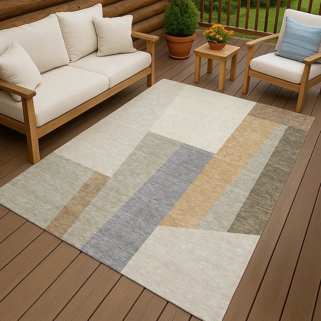 Machine Washable Indoor/ Outdoor Contemporary Jolie Chantille Rug