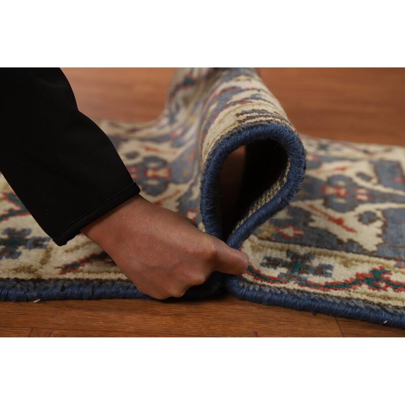 Blue Oushak Oriental Foyer Rug Hand-Knotted Wool Carpet - 2'0"x 3'0"