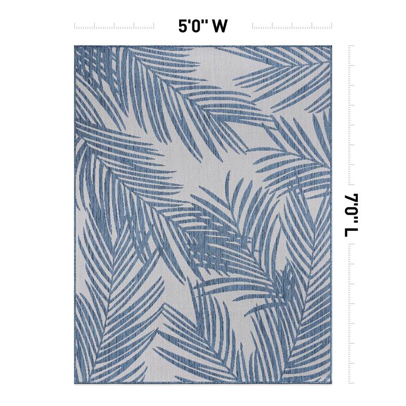 World Rug Gallery Contemporary Distressed Leaves Textured Flat Weave Indoor/Outdoor Area Rug