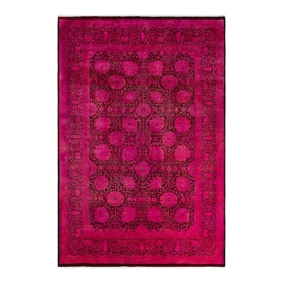 Fine Vibrance One-of-a-Kind Hand-Knotted Area Rug - Pink, 6' 1" x 9' 1" - 6' 1" x 9' 1"